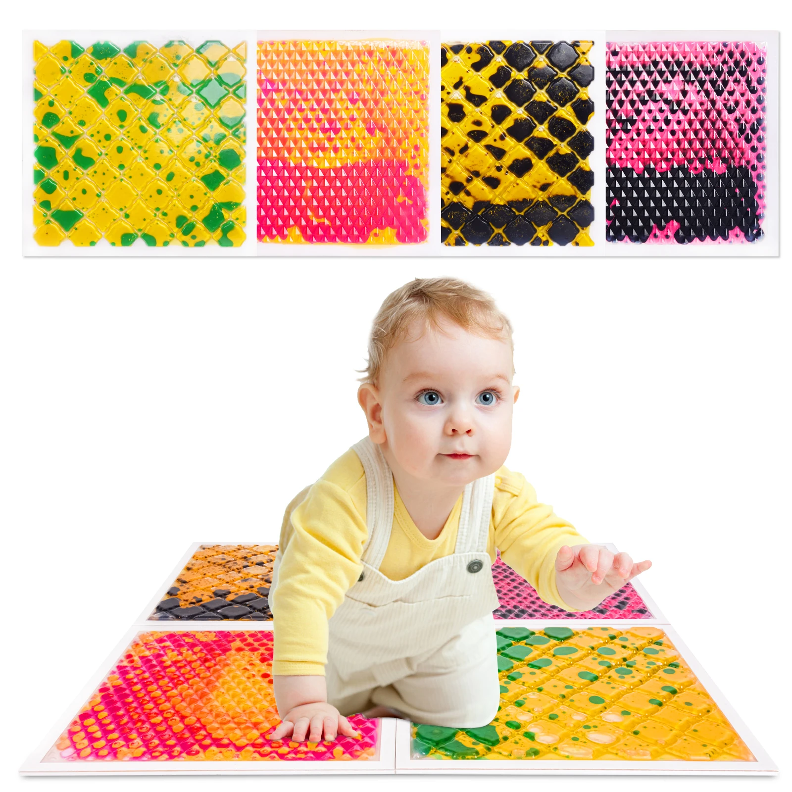 Colorful Delight Ungiftige sensorische Quadrate, Bodentherapie-Zentrum, flüssige Fliesen, sensorische, sensorische Farb-Bodenfliesen für Kinder