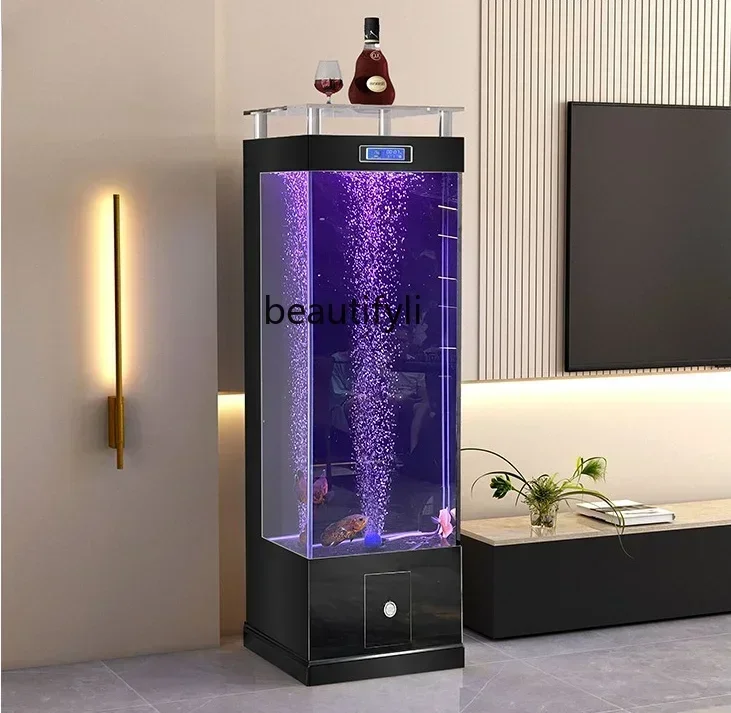 1*TV Cabinet Fish Tank Medium Living Room New Company Long Square Super White Glass Fish Tank