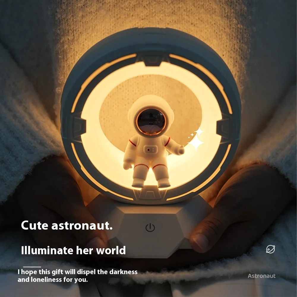 3Color USB Rechargeable Astronaut Night Light 3 Brightness Levels Spaceman Bedroom Lamp for Sleep Kids Room Decor