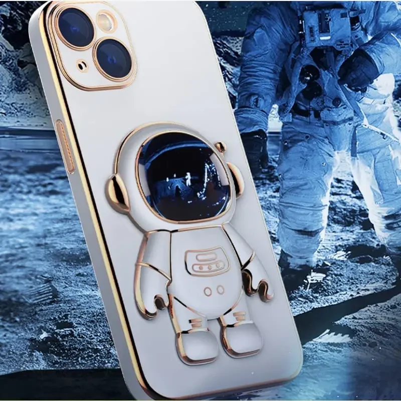 Creative 6D Plating Astronaut Mobile Phone Stand For IPhone Universal Phone Kickstand Foldable Mount Finger Phone Holder Bracket