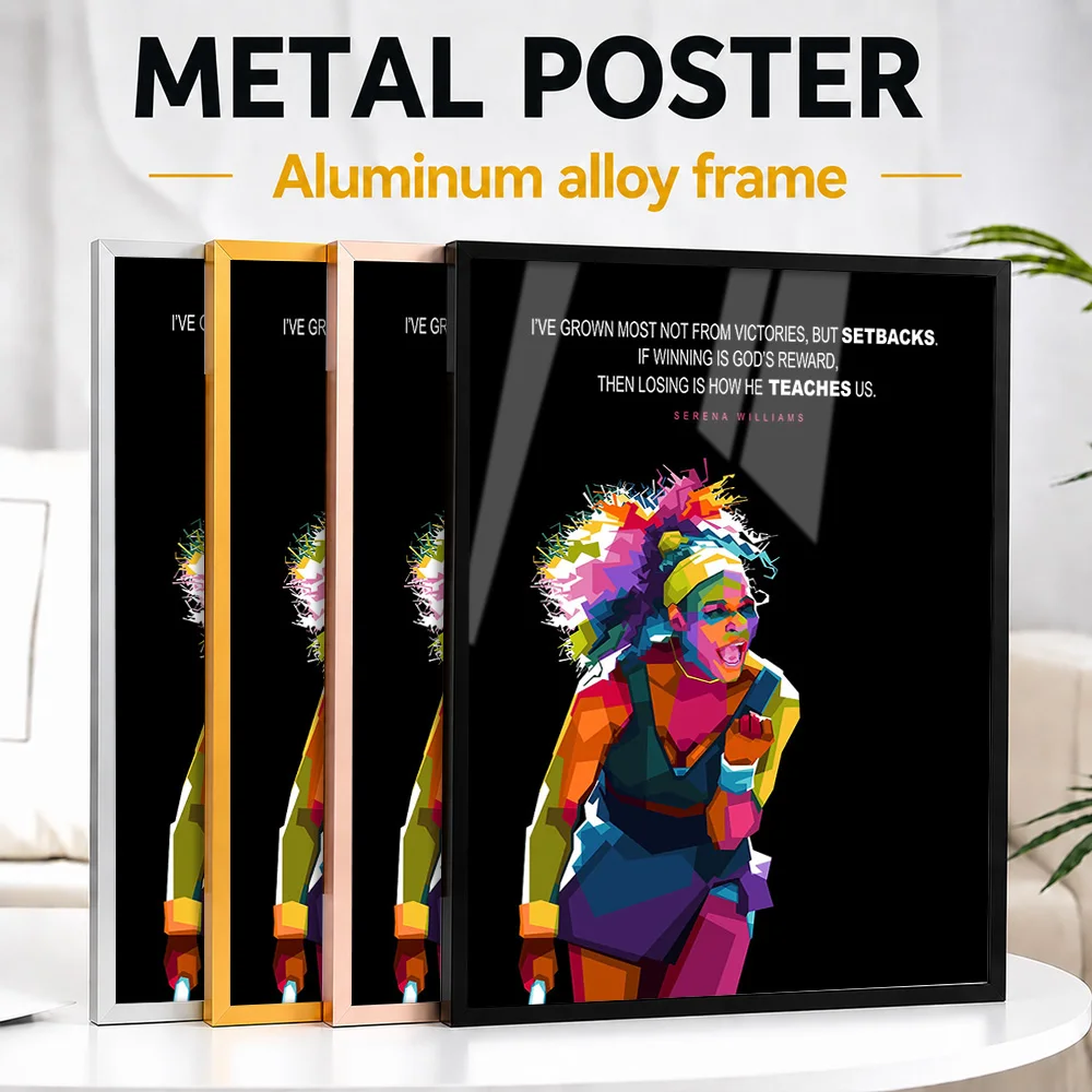 Serena Williams Motivational Saying Framed Metal Poster Personalized Victory Tribute Wall Art For Tennis Fans Decorating Gym