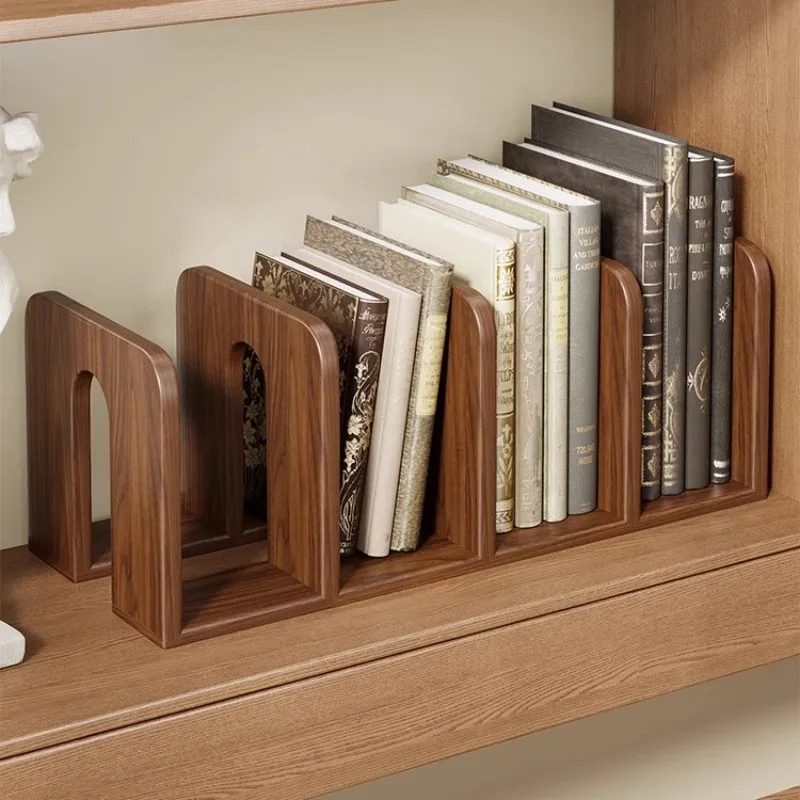 無垢材ブックエンドセット多目的デスクトップブックホルダーオーガナイザー天然木製本棚ディバイダー読書スタンドラック