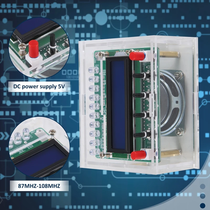 DIY DC 5V วิทยุดิจิตอลชุดอะไหล่ TDA5807 51 Single-Chip FM ดิจิตอลเครื่อง STC89C52 ชิป 87MHZ-108MHZ