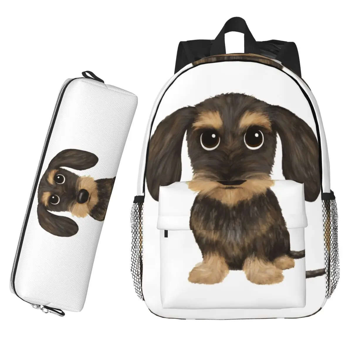 Wirehaired Dachshund لطيف سلك الشعر Wiener الكلب على ظهره رائجة البيع Daypack بنين بنات BookBag الأطفال حقيبة مدرسية مقلمة