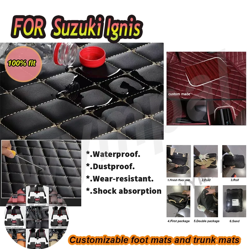 

Роскошные автомобильные коврики на заказ для Suzuki Ignis 2017 2018 2019 2020, роскошные кожаные автомобильные коврики