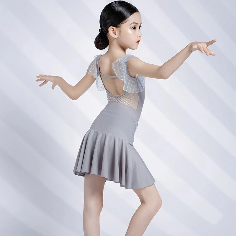 ชุดฝึกซ้อมเต้นลาตินสำหรับเด็กผู้หญิง ชุดแสดงเด็กใหม่ ชุดแข่งขันเต้นลาติน ชุดเต้นลาติน