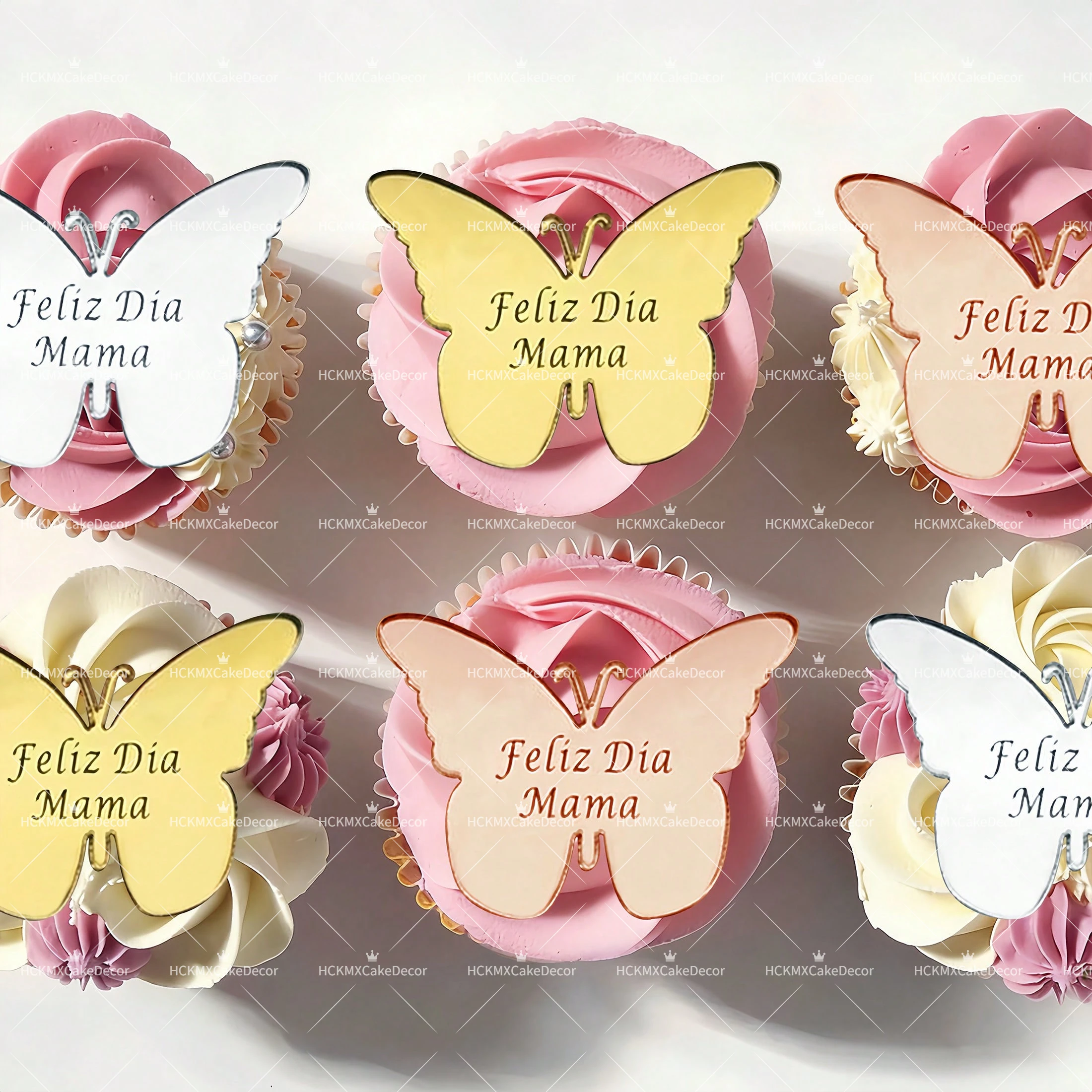 10 Piezas de Adornos Acrílicos para Cupcakes con Diseño de Mariposa y la Frase 'Feliz Día Mamá', Decoración para Pastel del Día de la Madre, Suministros para Fiestas del Día de la Madre en Español