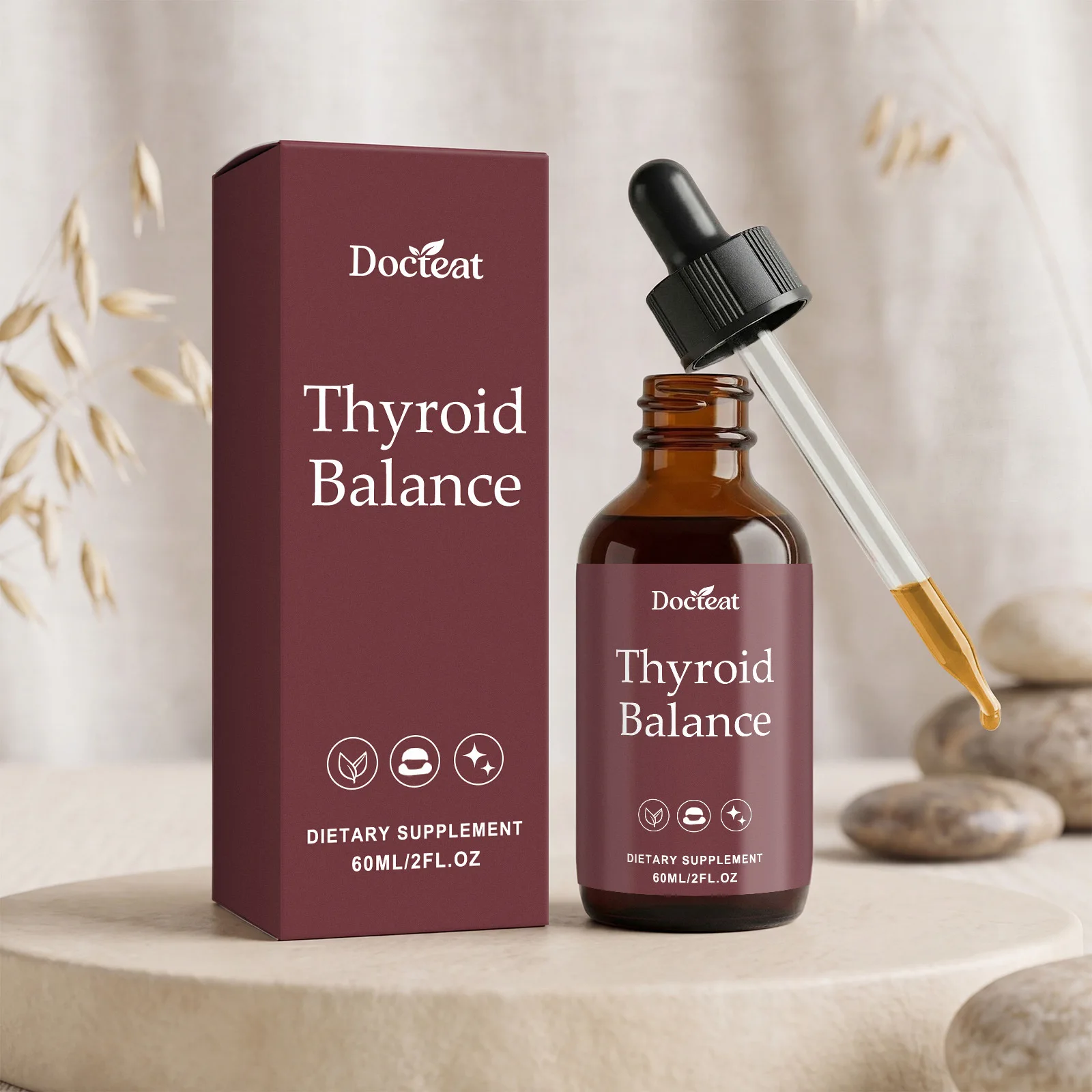 Thyroid Tincture Supplement Iodine Selenium Complex Hormonal Balance Metabolism Booster Daily Oral Health Drops For Adults