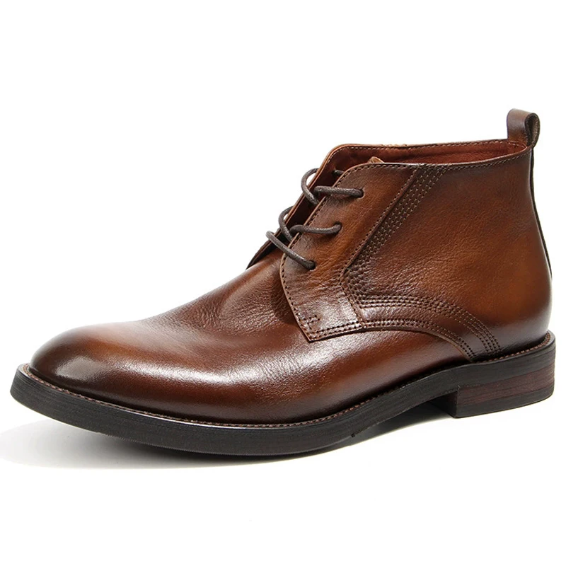 נעלי עור לגברים מעור אמיתי נעלי עסקים רטרו לגברים נעלי פורמליות ידניות נעלי עור לגברים למבוגרים
