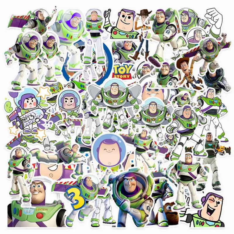 

50Pcs Buzz Lightyear Stickers Kawaii Disney Cute Anime Creative Girls Water Cup Mobile Phone Sticker Accessories Holiday Gifts