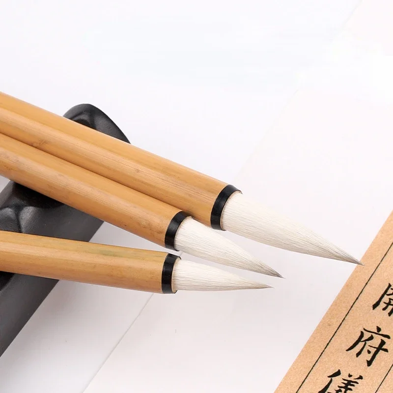 3Pc Chinese Traditional Calligraphy Paint Brush Set Bamboo Wool Hair Painting Brushes Watercolor Darwing Writing Students Aritst