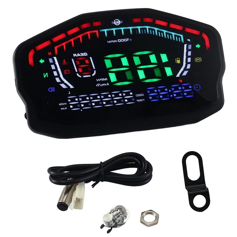 Universal Full LED Motorcycle Speedometer Digital Odometer Gauges Odometer For 2 4 Cylinders For Honda Ducati Kawasaki Yamaha B