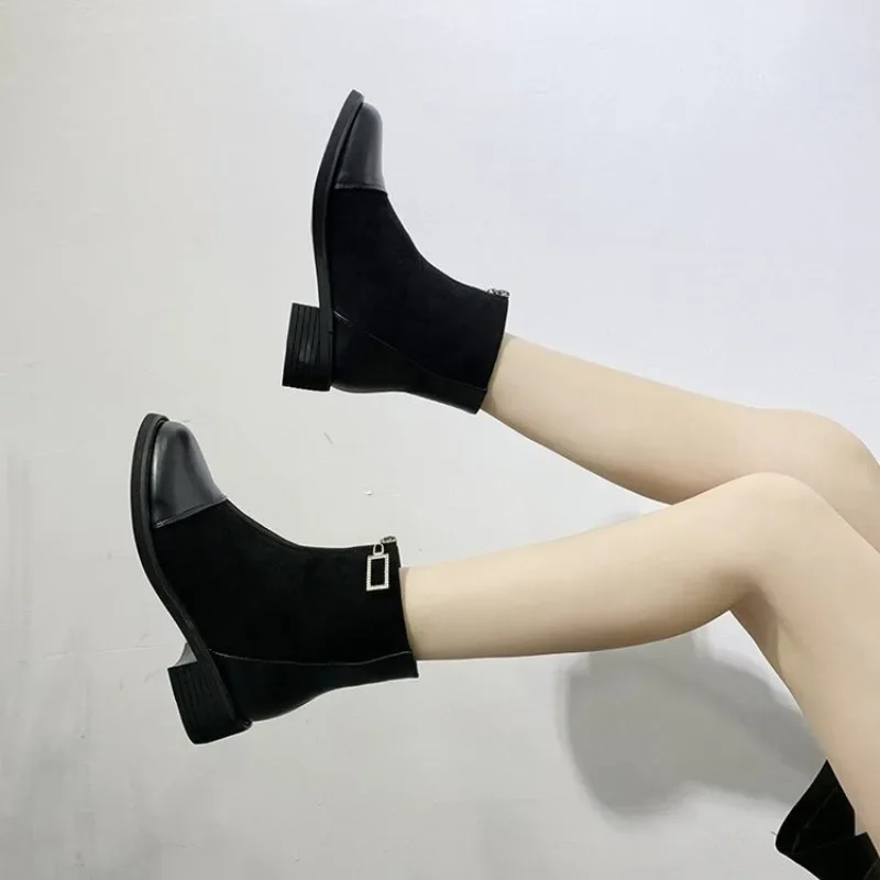 2024 New Women\'s Short Boots Autumn and Winter Shoes Fashion Platform High Heels Women\'s Ankle Boots