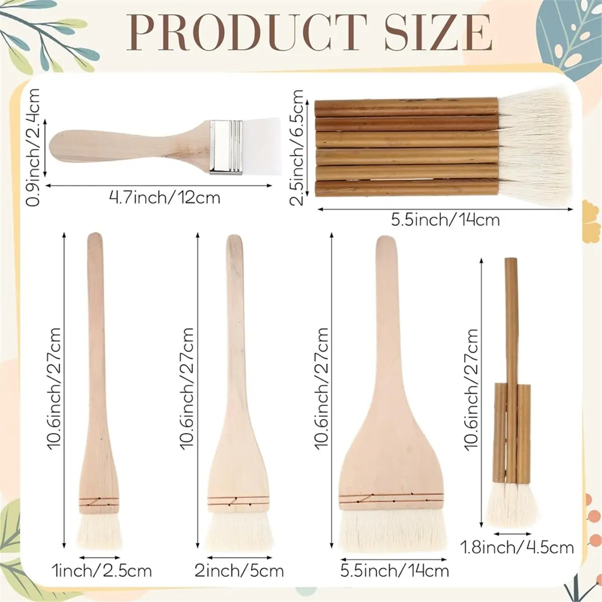 2026 New 24 Pcs Pottery Brushes for Glazing, with Long Handle Different Shapes Wool Soft Bristle Paintbrush Tool for Pottery