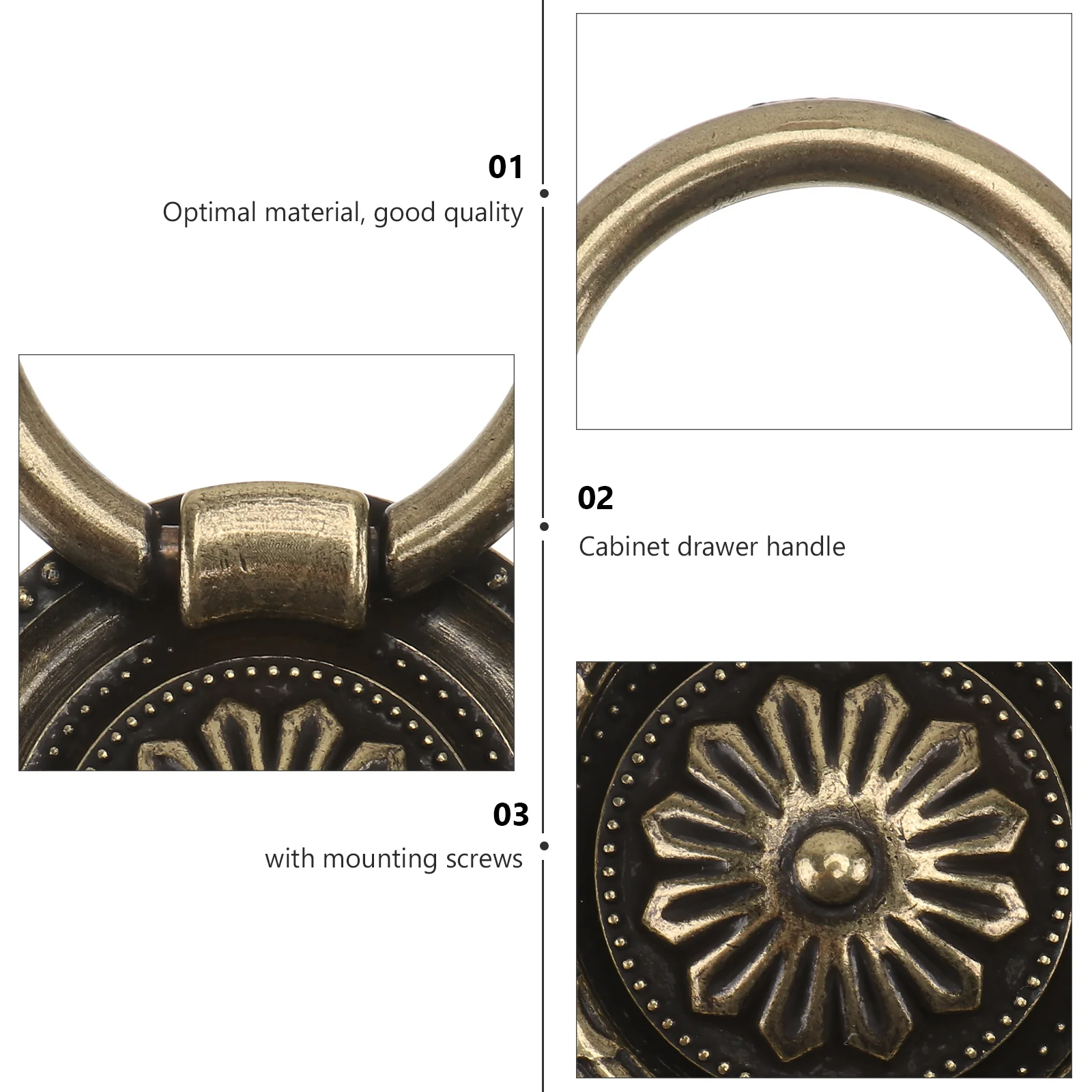

4Pcs Bronze Flower Cabinet Pull Handle Heavy Duty Drawer Knob for Wardrobe Kitchen Stand Shoe Cabinet Furniture Door Hardware