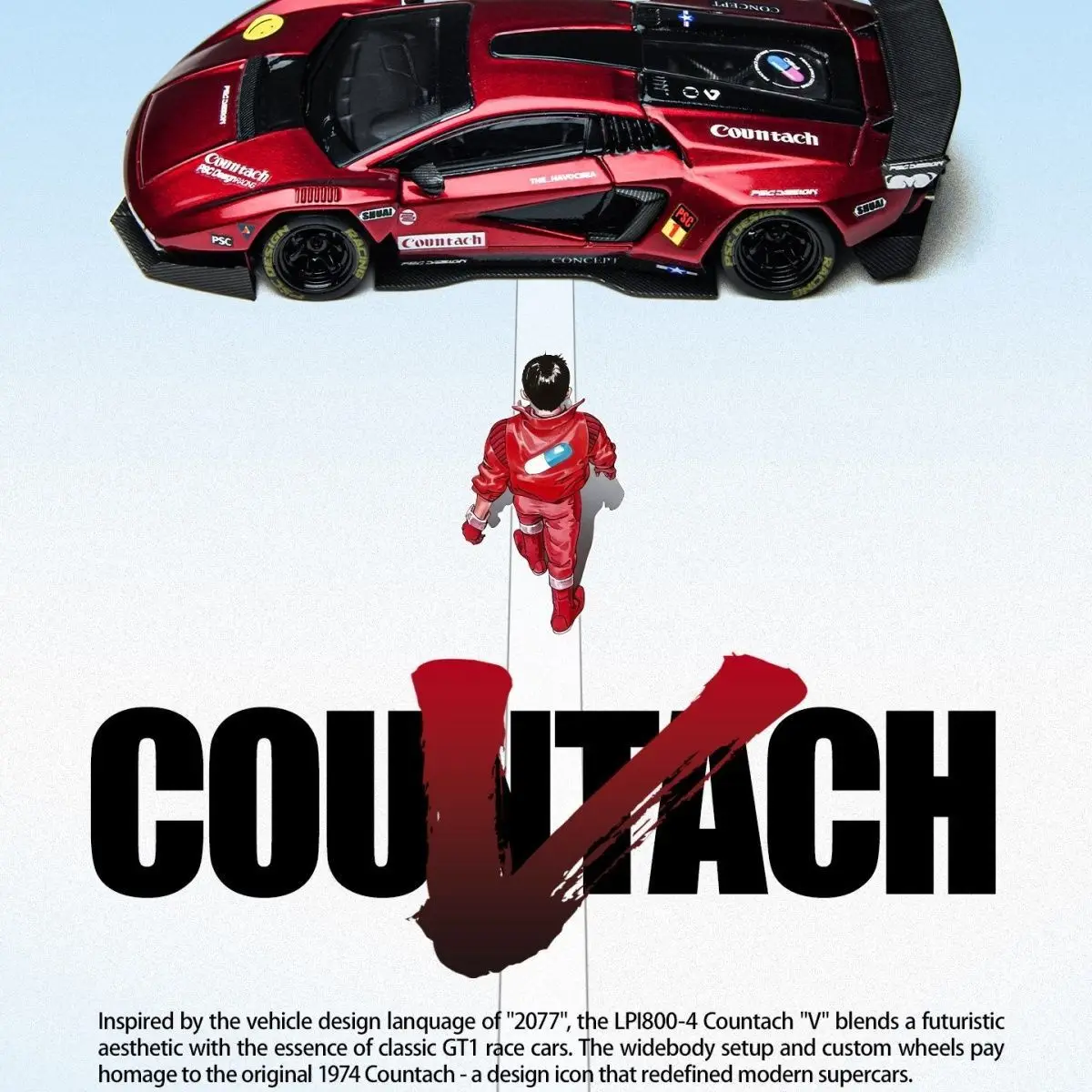 

TM × PSC DESIGN 1:64 Contash V Scarlet Countach Коллекция сплавов Модель автомобиля Chase