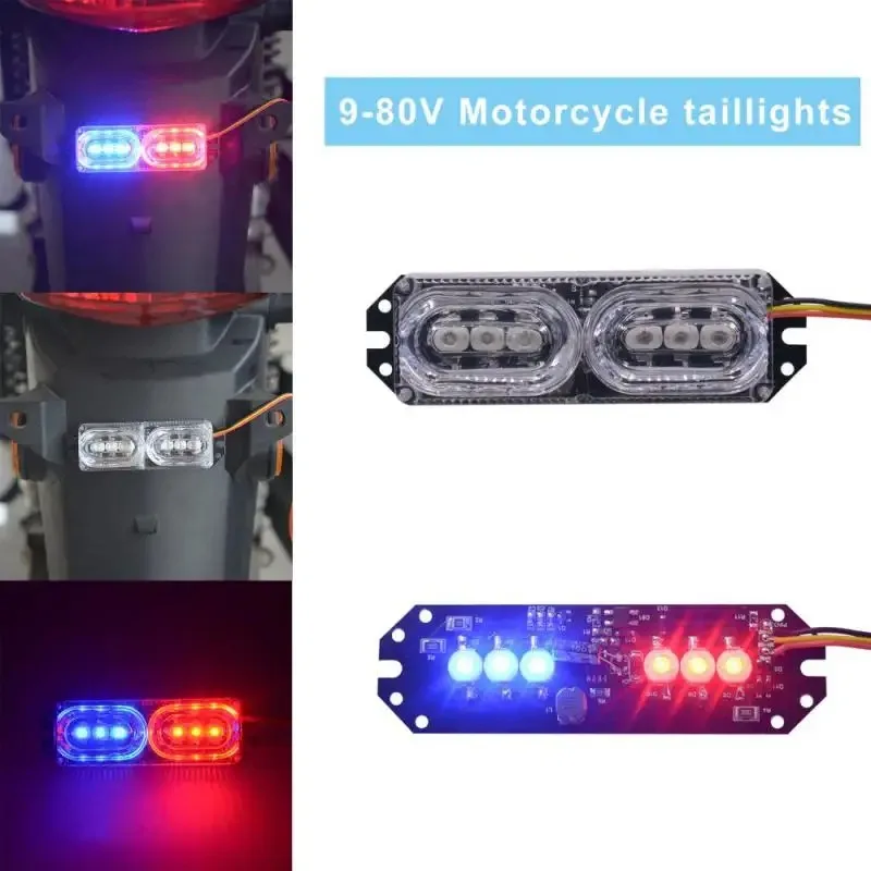 1pcs motorcycle flashing Tail lights Strobe Warning lights led Beacon Anti-collision Indicator light moto License plate light