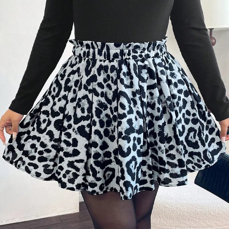 Women's Dress 2025 American Sexy Hottie Black and White Leopard Print Skirt Versatile High Waist A Skirt Short Skirt