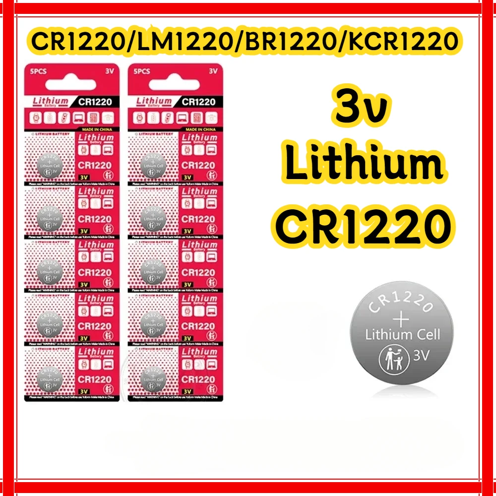 

50PCS CR1220 3V Lithium Battery CR1220 LM1220 BR1220 KCR1220 For Toy Watch Scale Calculator Car Remote Control Mouse Button Coin