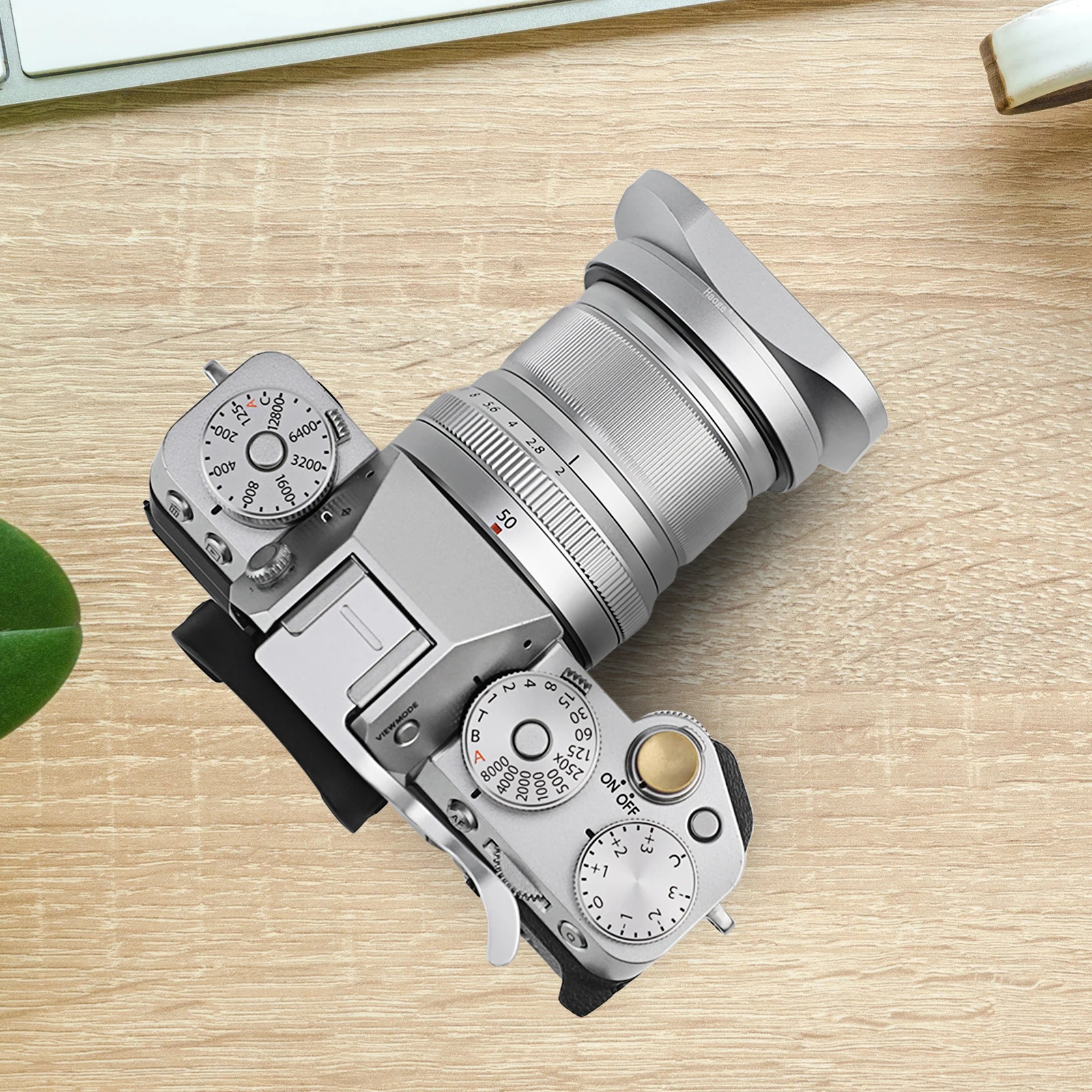 Haoge baioneta quadrado metal lente capa para fujifilm fuji fujinon xf 50mm f2 r wr lente prata LH-X50W, em xpro3 X-T50 xt5 X-T4