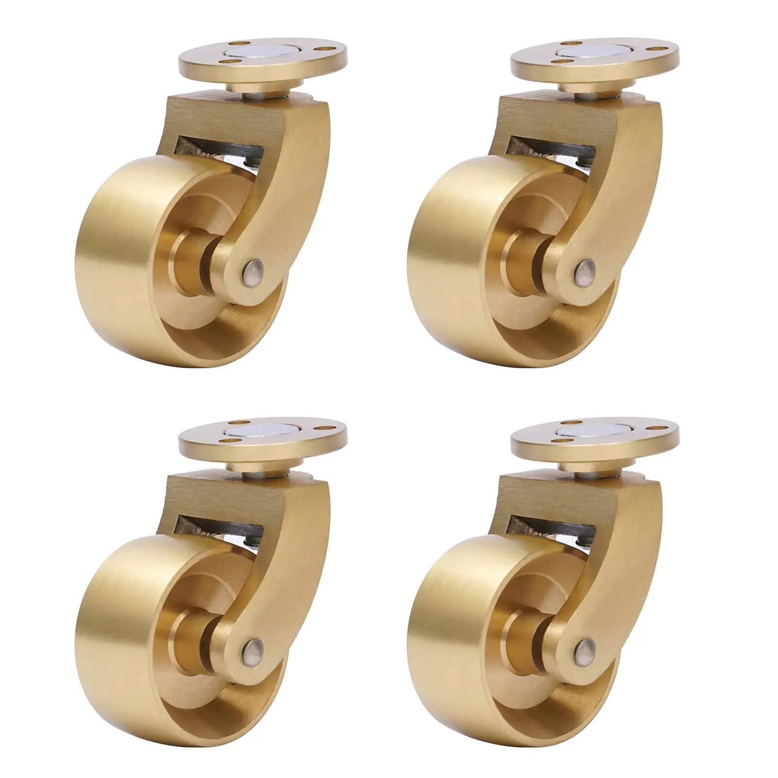 4 Pack Brass Swivel Caster Wheels-Loading 440Lbs, 360 Degrees Universal Heavy Duty Furniture Casters for Bookshelves, Shoe Bins,