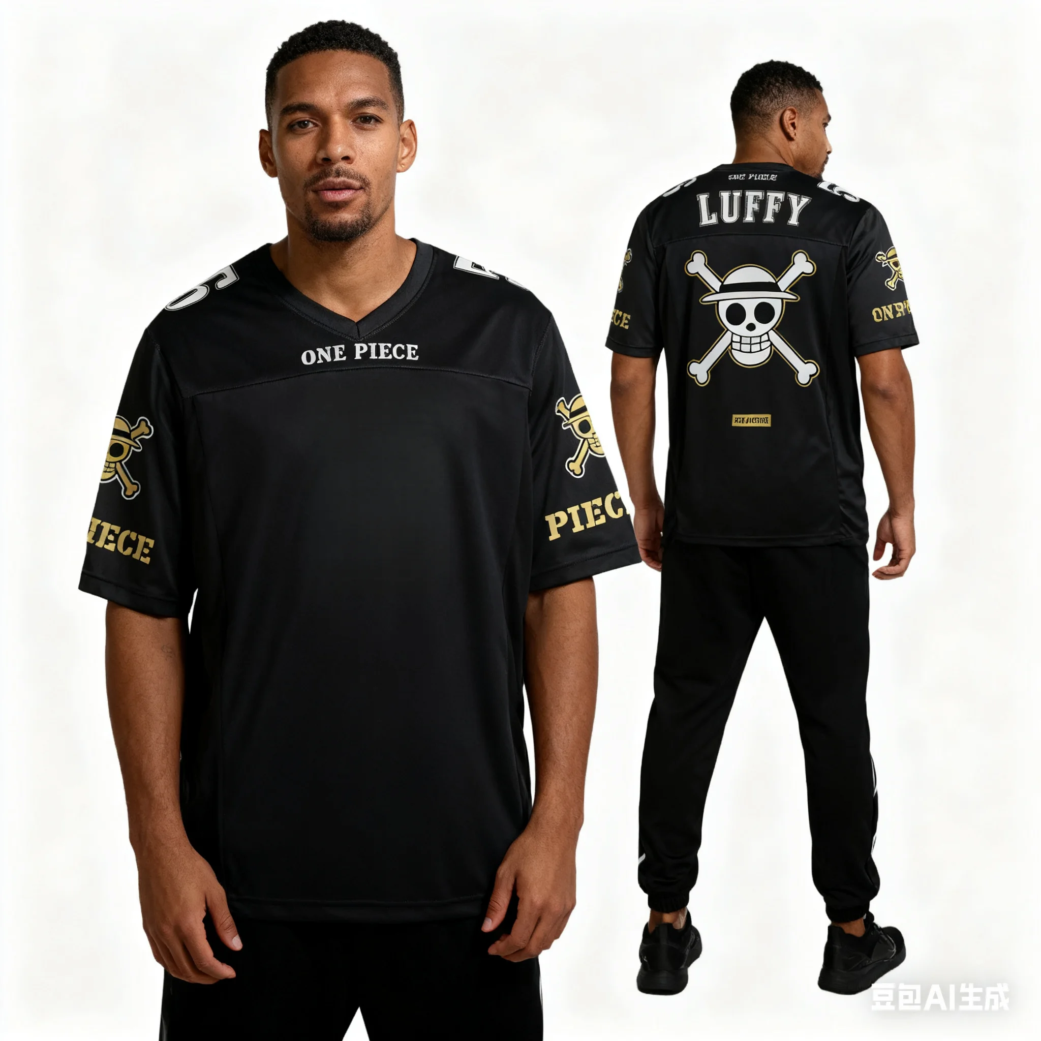 

2025New One Piece Theme Graphic Tee Anime Football Jersey Summer Oversize Breathable Vintage Fashion Sport Bandai Cosplay Tshirt