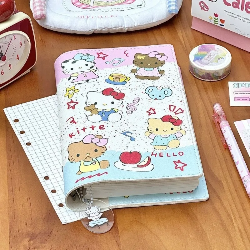

Sweet Hello Kitty Anime Kawaii Sanrio Soft Cover Book Cute Cartoon Kt Cat A6 Student Notebook Children Gifts for Kids