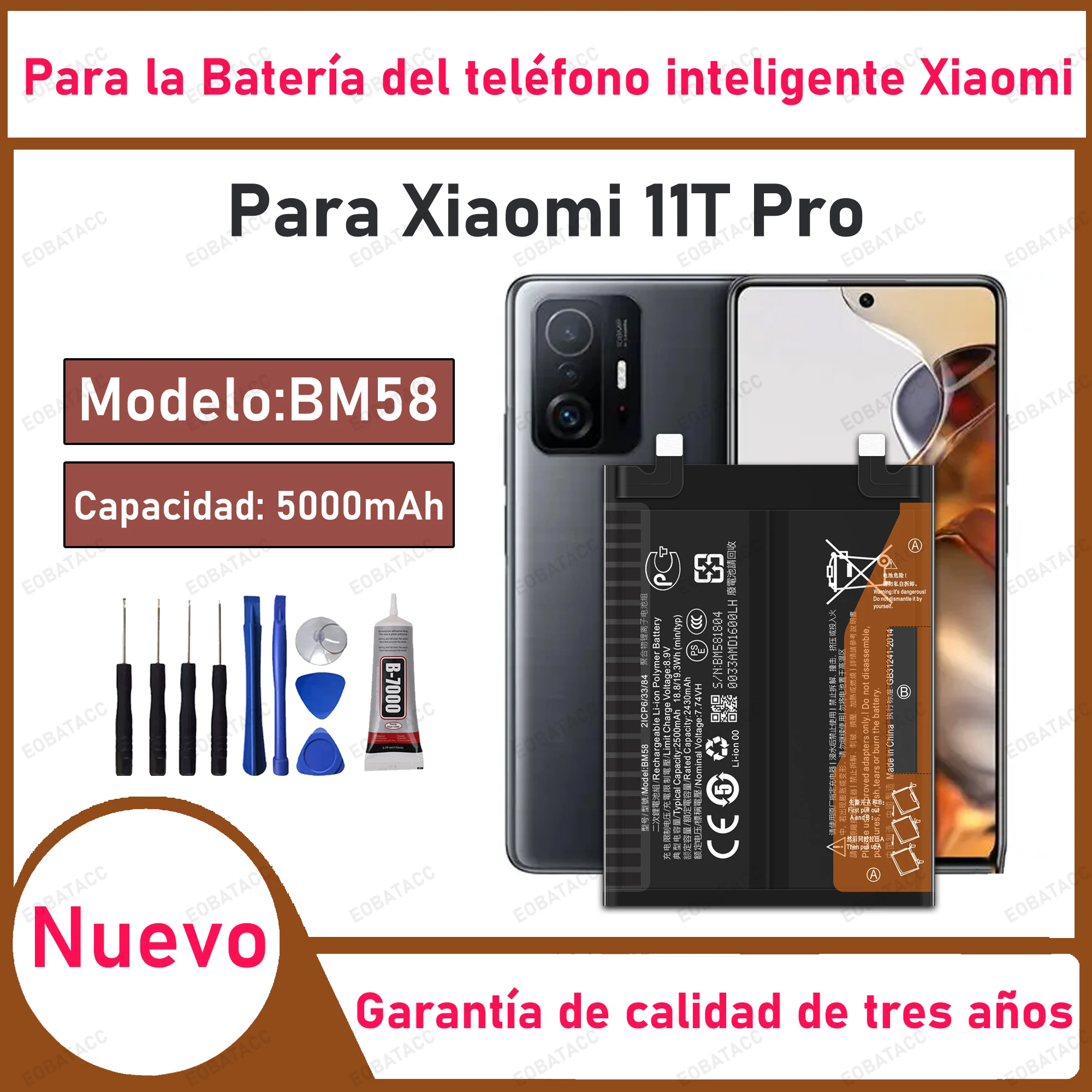 

New BM58 High Quality Battery For Xiaomi 11T Pro 11TPro 5G 5000mAh Mobile Phone Battery Bateria + Free Tools