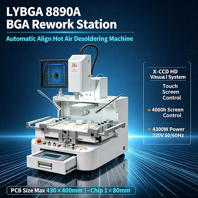 LYBGA R890A Automatic Align Hot Air BGA Rework Station X‑CCD HD Touch Screen Laptop Motherboard IC Repair Desoldering Machine