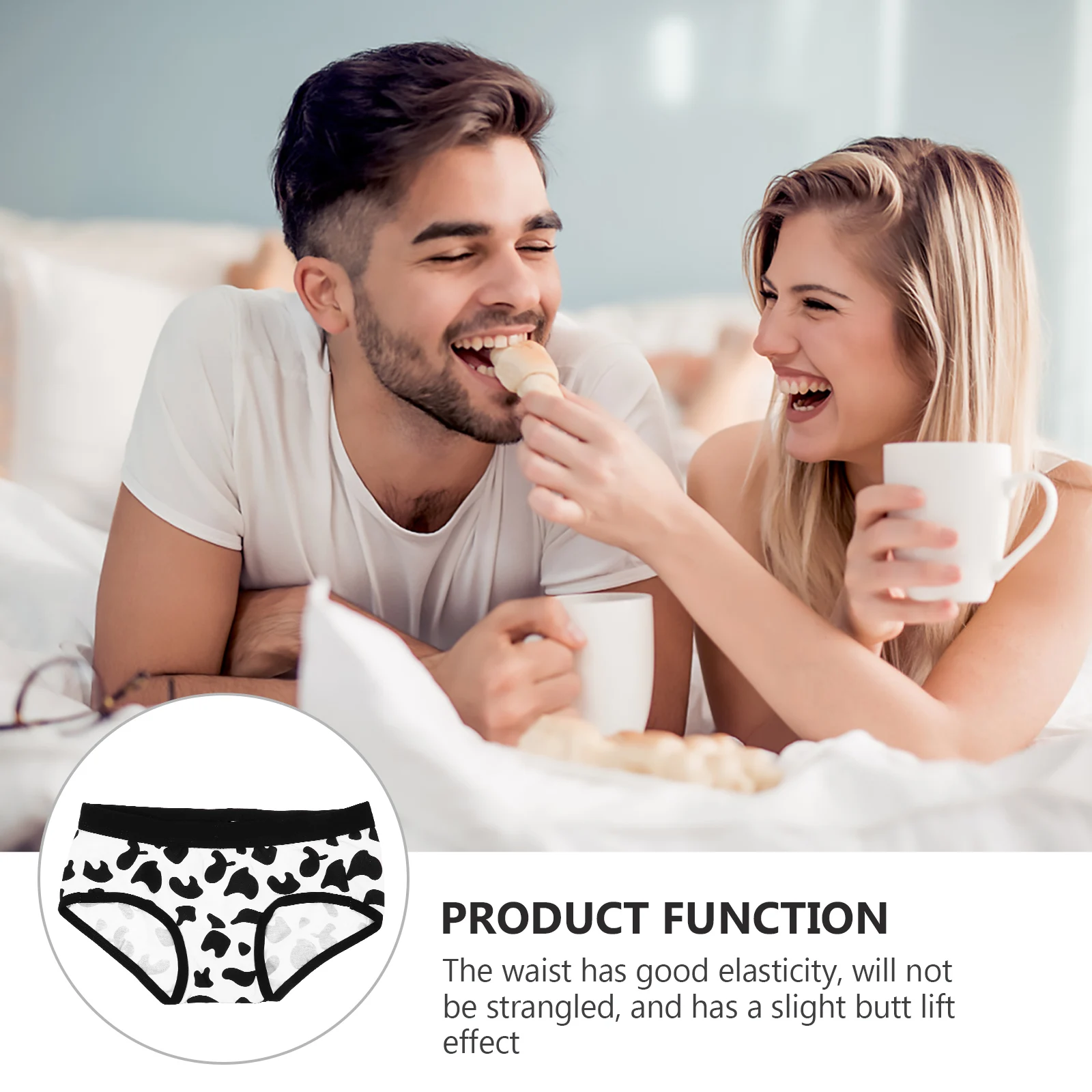 

2 pcs Couple Underwear Cow Pattern Briefs Comfortable Skin Friendly Elastic Quality Breathable Ladies Intimate Apparel