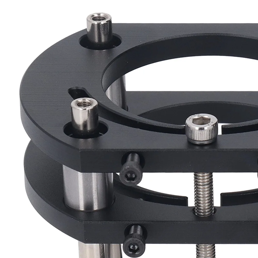 4 Jaw Metal Router Lifting Platform Stainless Steel Support Rod 4 Jaw Clamping Router Table Lifting System Black Aluminum Alloy
