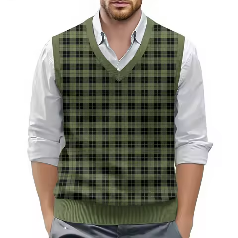 Sleeveless Top For Man Chess Vest Waistcoat Diamond Grid Woolen Sweater Vest Sleeveless Jackets For Men Vest Men Chaleco Lana