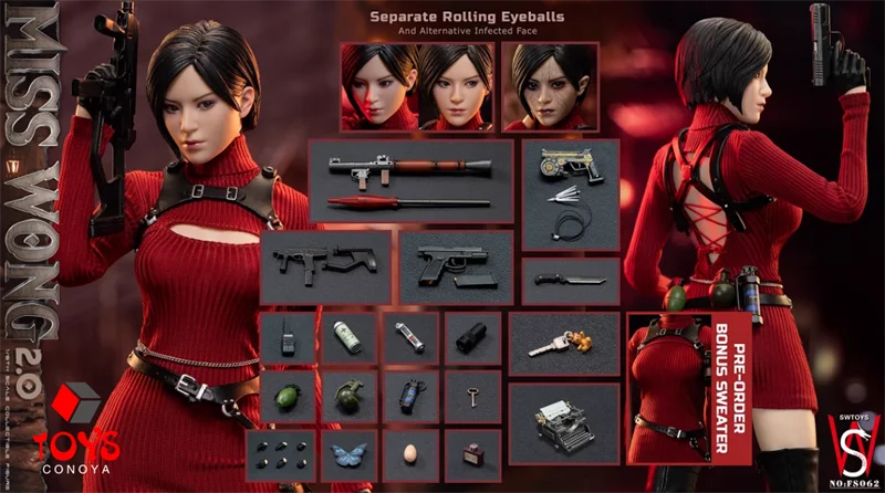 En Stock SWTOYS FS062 1/6 Ada Wong 2,0 cabeza de ojos móviles dobles esculpir figura de acción 12 ''figura de soldado femenino modelo completo