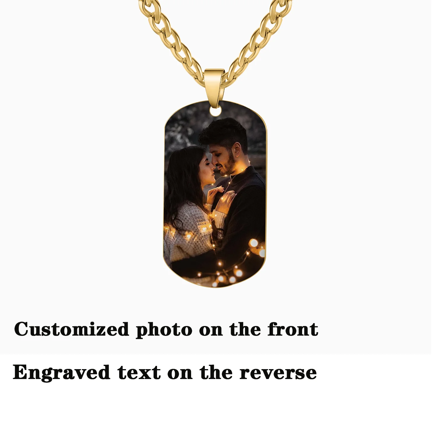 Military Pendant Stainless Steel Color Photo Men's Necklace Cuban Necklace Customized Photo And Text Gift For Dad