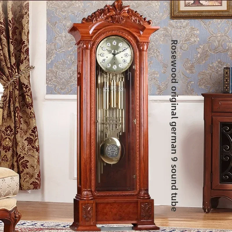 Mahogany movement European living room mechanical floor clock Chinese swing table clock American
