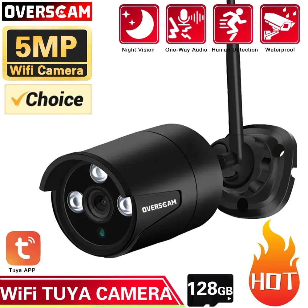

Tuya 5MP Wifi Bullet Security Camera Outdoor Infrared IR Night Vision CCTV Surveillance Camera Smart Life Audio Wireless IP Cam
