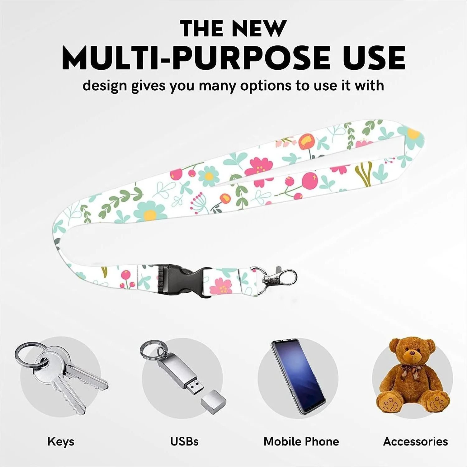 Uchwyt na karty robocze z wysuwaną długą smyczą i szpulą na identyfikator kwiatowy Pokrowiec na karty kredytowe dla kobiety Sznur do telefonu