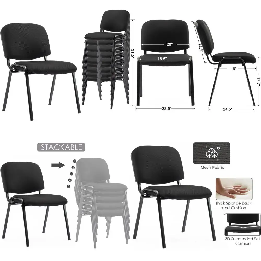 

Современные штабелируемые стулья для комнаты ожидания — набор из 10 шт. для конференций, офисных гостей и стоек в гостиных и вестибюлях