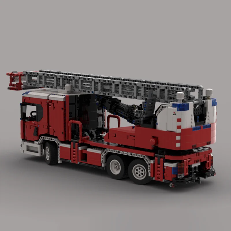 모크 빌딩 브릭스 모듈형 소방차 회전 사다리 모델 기술 블록 크리스마스 DIY 장난감 건설 선물