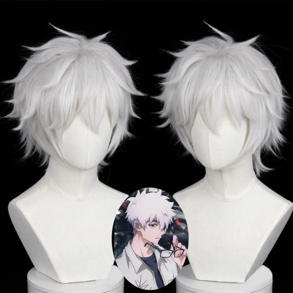 

Парики для косплея Time Agent Cheng Houshi Lu Guang Молодежный парик Черная завязка для волос Серебристо-белые перевернутые короткие волосы Одевание гарнитуры