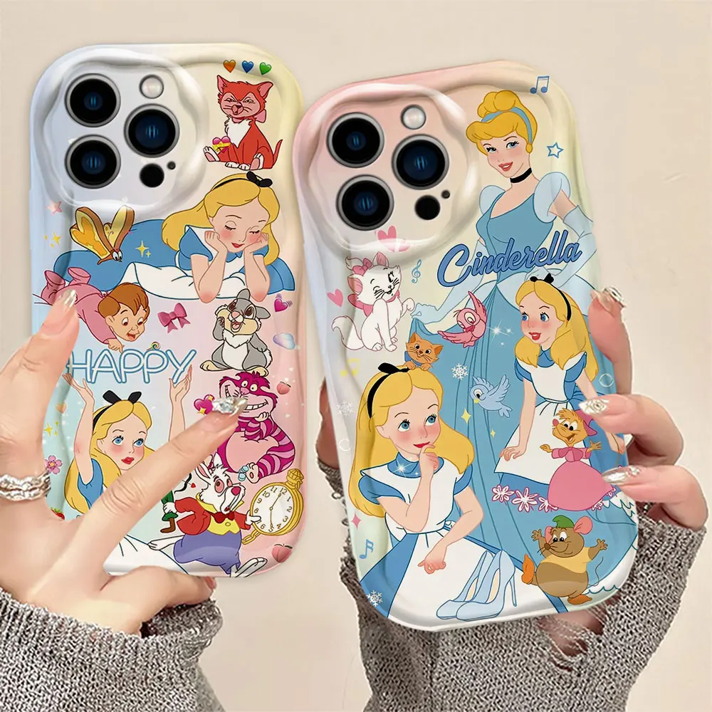 Disney Princess 3D Wave Phone Case For Samsung Galaxy A02 A03 A04 A05 A05S A06 A10 S20 S21 S22 S23 S24 M54 4G Soft Silicone Case