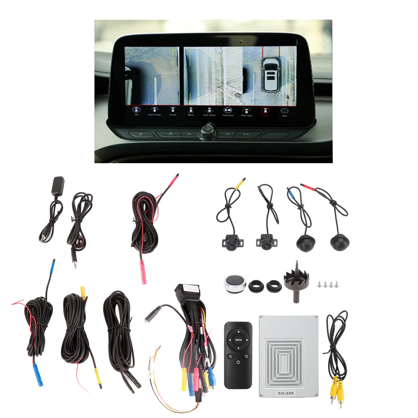 360 Degree Surrounding Camera System Waterproof Night Vision 170° Wide Angle  Panoramic Rear View Camera Backup Camera