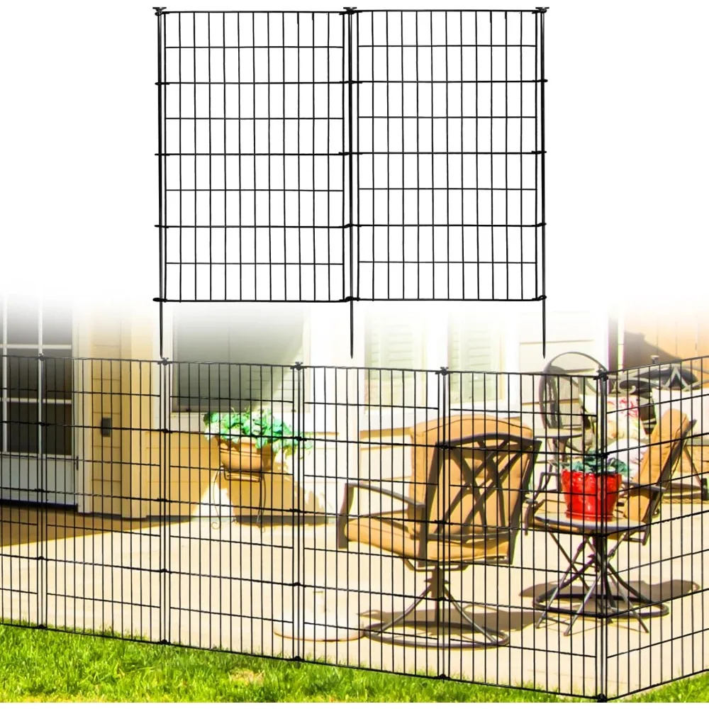 Decorative Metal Garden Fence without Excavation, Metal Fence, 40 Inch, Height 11.5 Feet Length, 5 PCs