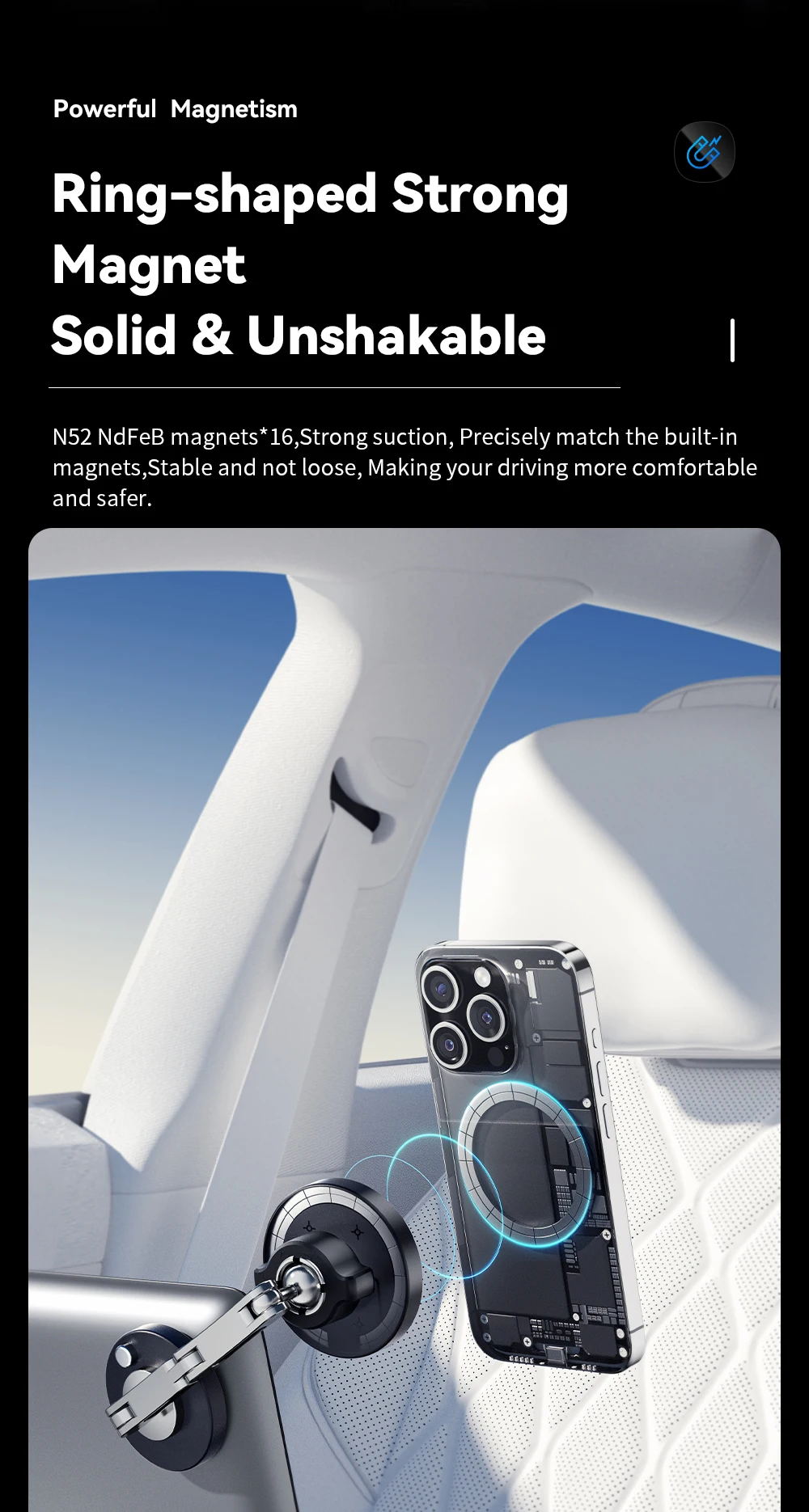 Essager Magnetic Wireless Charger Car Phone Holder 15W Fast Charging Easy Paste Mount Stand For Magsafe iPhone 15 14 13 Pro Max