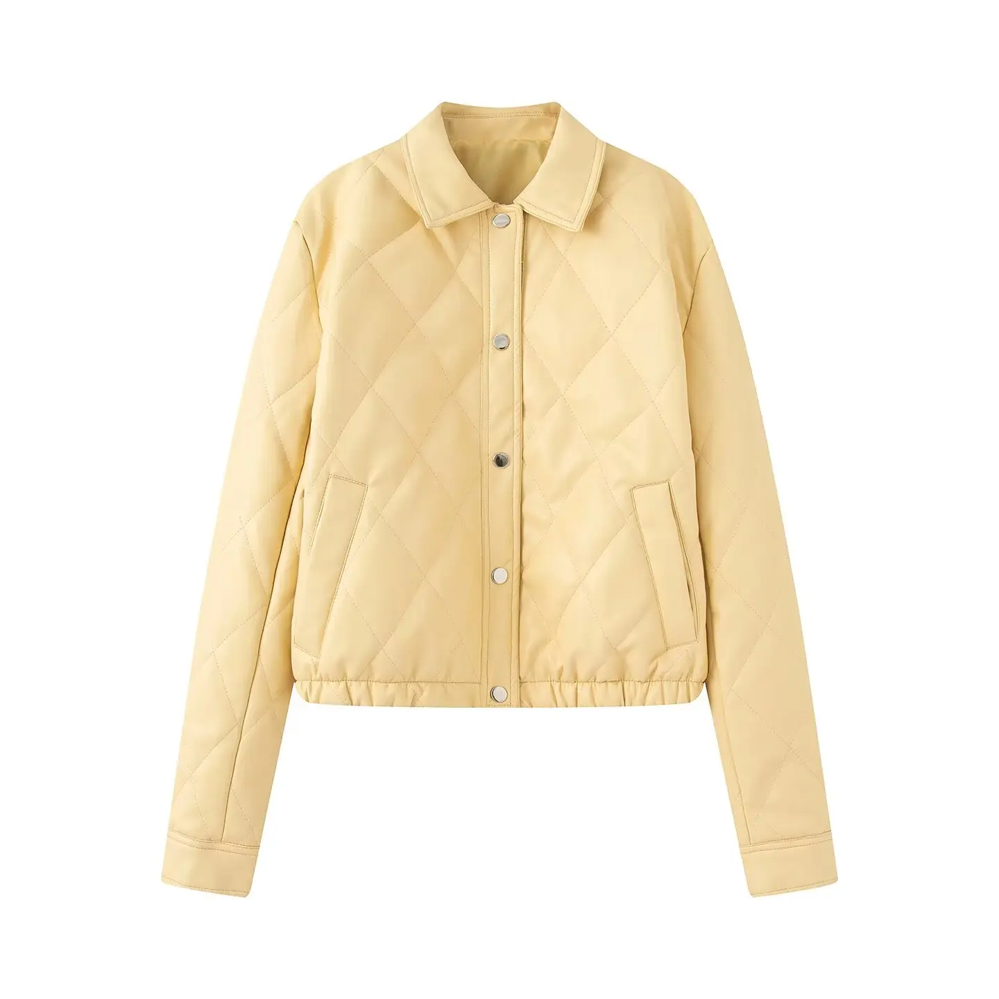 JNLEAOG Herfst Nieuwe Faionable ort Gewatteerde PU Katoenen Jas voor Vrouwen Franse Sle Loose Fit Polyester Dames Jaet