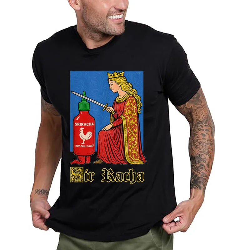 Lustiges Hot Sauce Art T-Shirt Vintage Humor Sriracha Hot Chili Sauce Grafik Outfit Neuheit Geschenk Y2k Design Kurzarmblusen