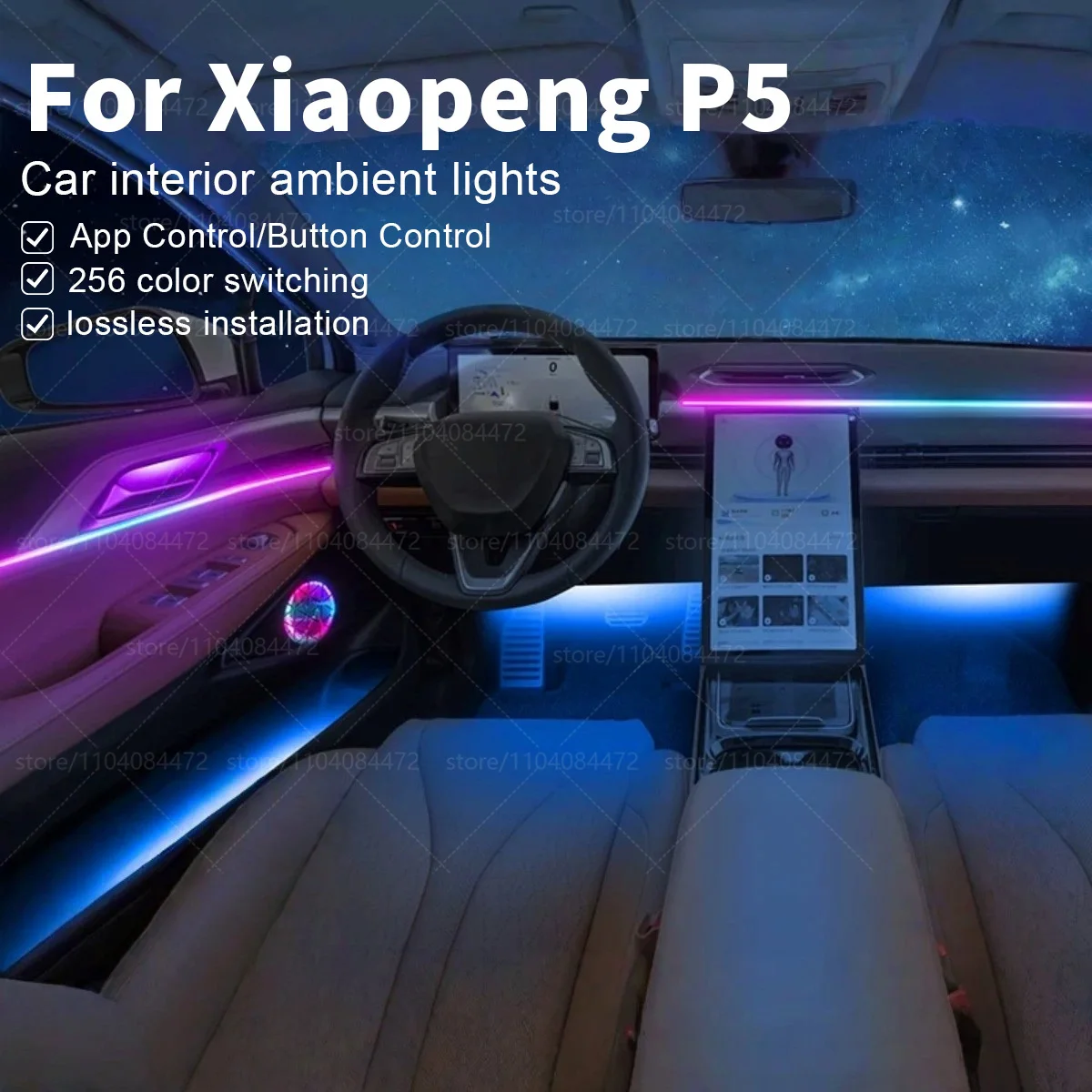 

Для Xiaopeng P5 22in1 RGB интерьер автомобиля акриловые автомобильные окружающие освещение RGB скрытая акриловая полоса украшения атмосферные аксессуары