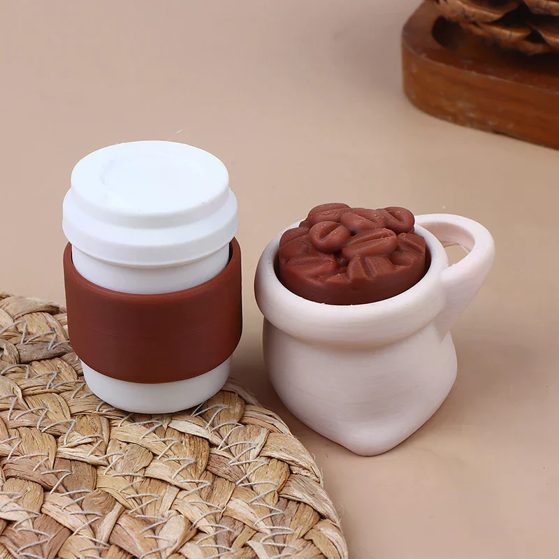 

3D-печатная кофейная чашка в виде кофейных зерен: антистрессовая игрушка, настольное украшение, милая и забавная игрушка для расслабления, пресс-фигурка-кликер