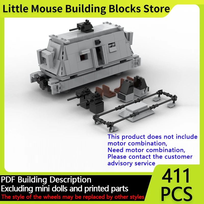 

City Car Model MOC Building Bricks German Armored Train Carriage Modular Technology Gifts Holiday Assemble Children Toys Suit