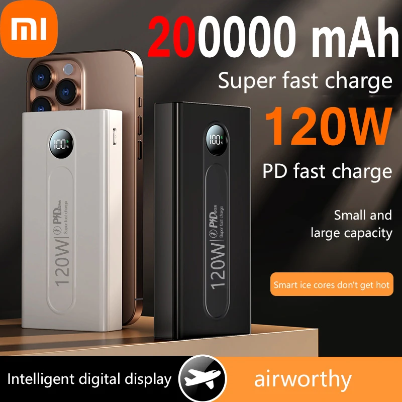 Xiaomi 200000mAh Power Bank 120W Multifunctional Super Fast Charging Portable Battery High Capacity Digital Display Powerbank